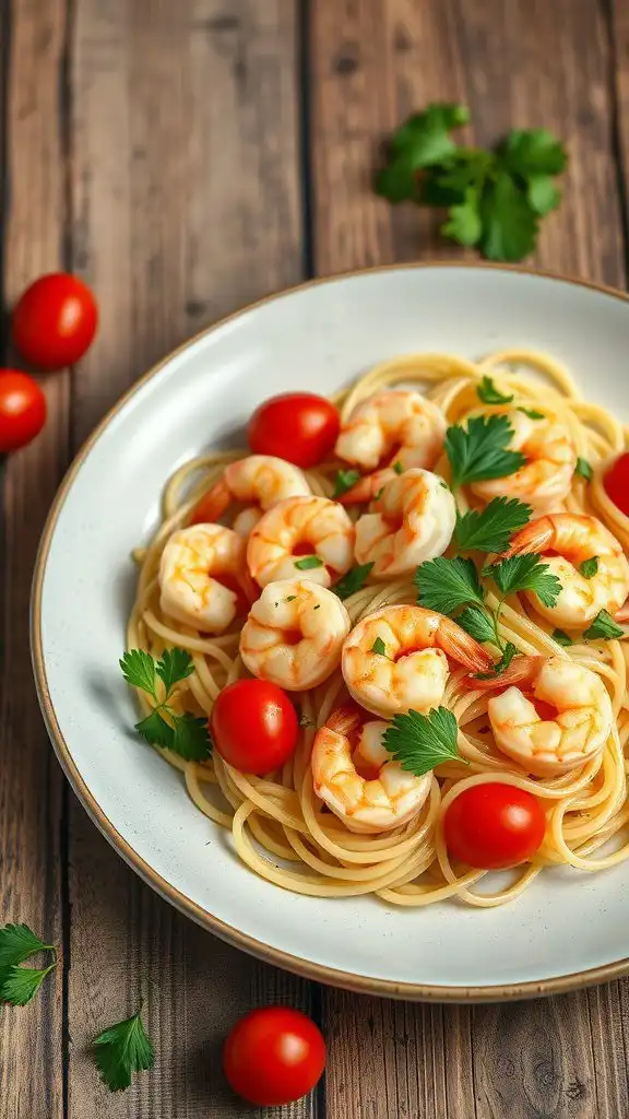 15 minute garlic shrimp pasta