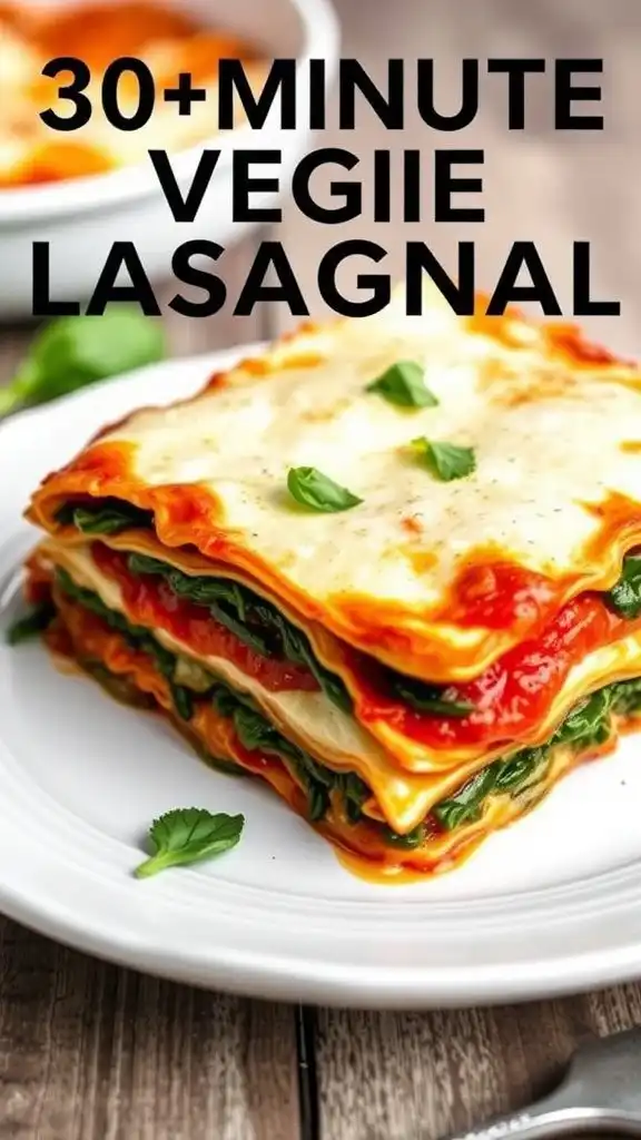 30 minute veggie lasagna with spinach