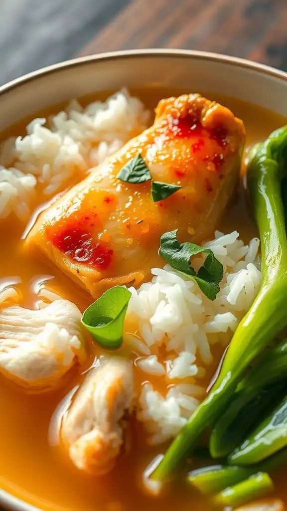 asian inspired chicken and rice soup
