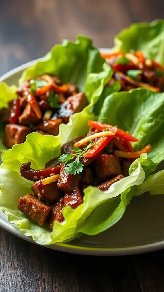 asian ground beef lettuce wrap dinner