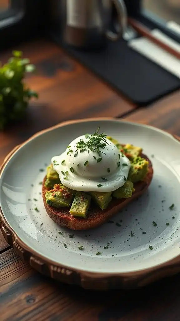 avocado toast topped with perfectly poached egg an