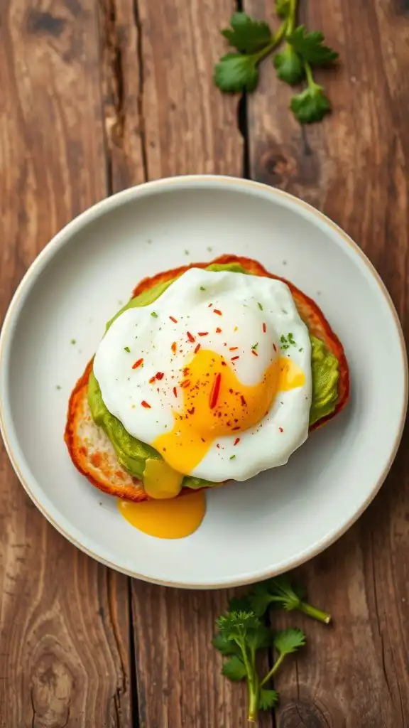 avocado toast with poached egg chili flakes lime
