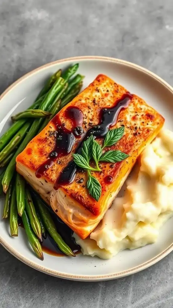 balsamic glazed salmon with green beans