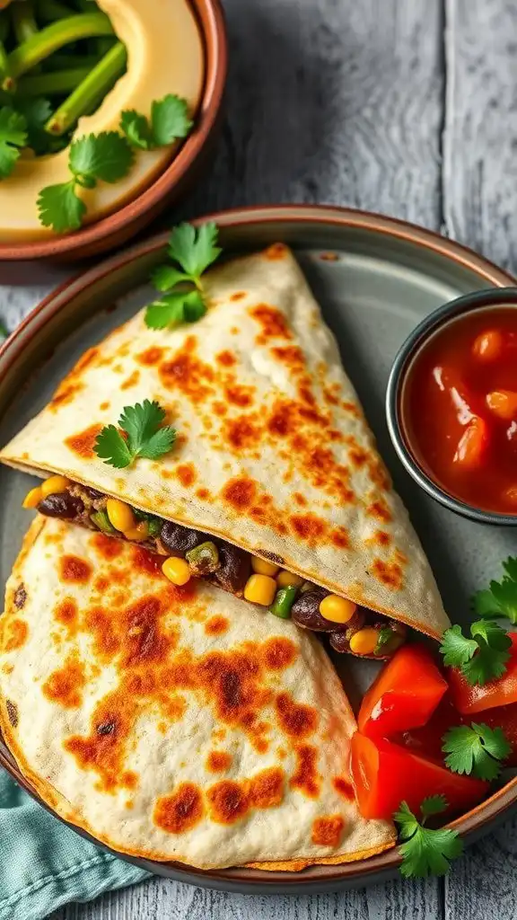 black bean and corn quesadillas