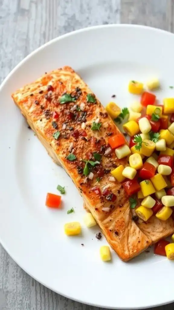 cajun seasoned salmon with corn salsa