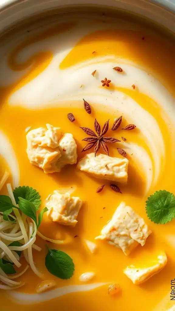 coconut curry chicken broth bowl