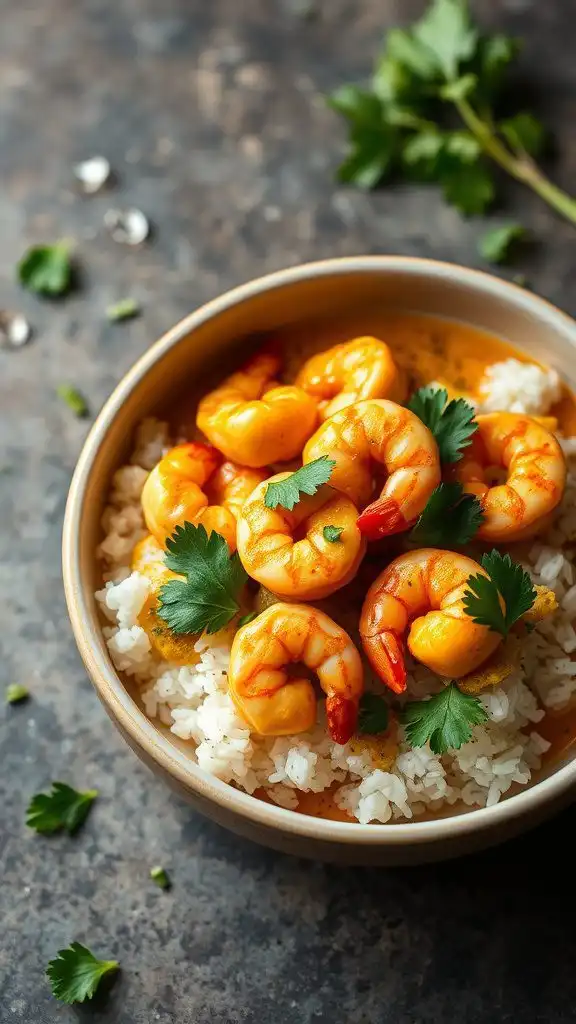 coconut curry shrimp with rice