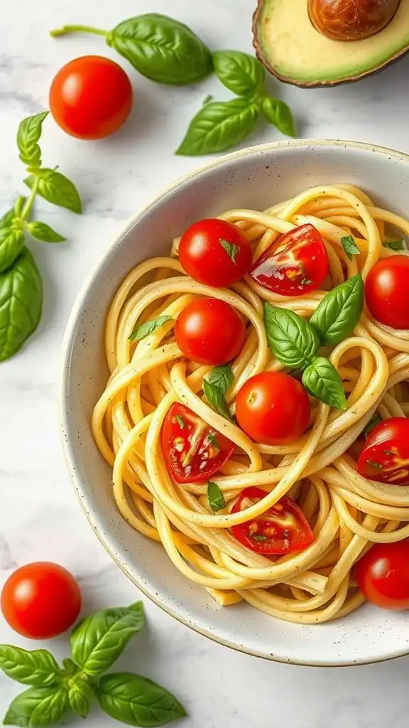 creamy avocado pasta with tomatoes