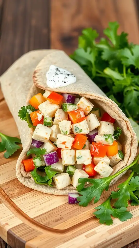 creamy chicken salad wrap with greek yogurt and di