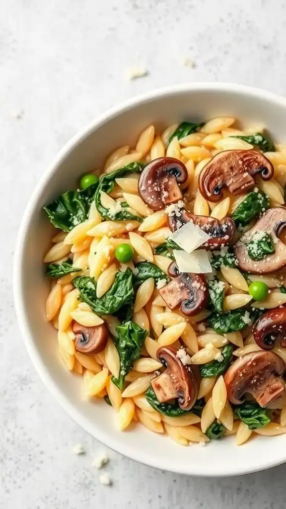 creamy spinach and mushroom orzo