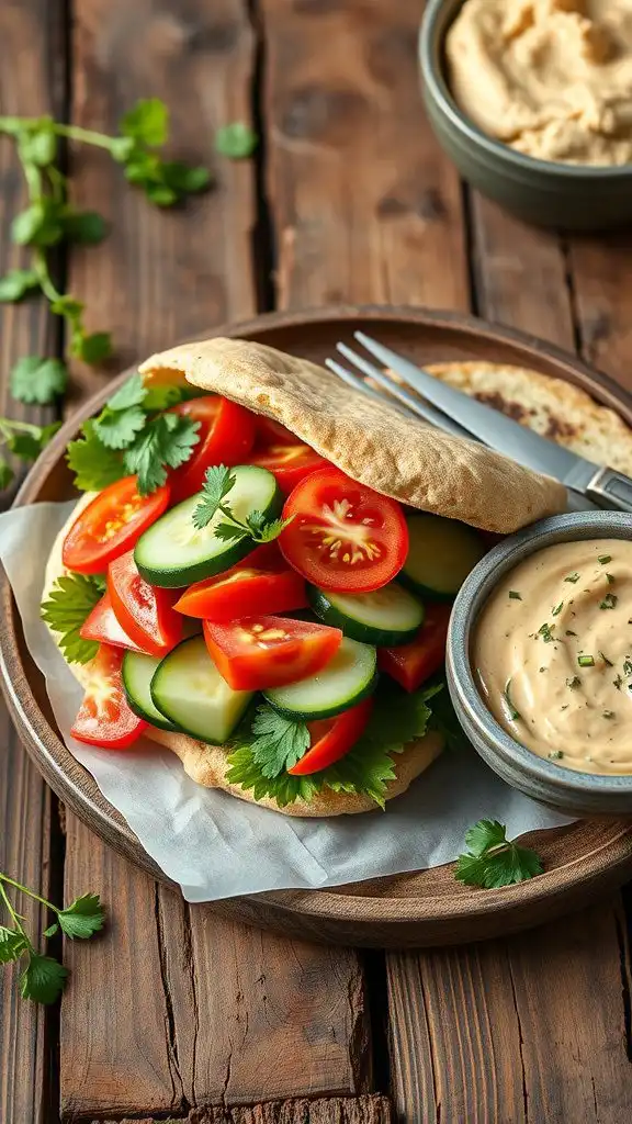 cucumber and tomato pita sandwich cucumber and tomato pita sandwich