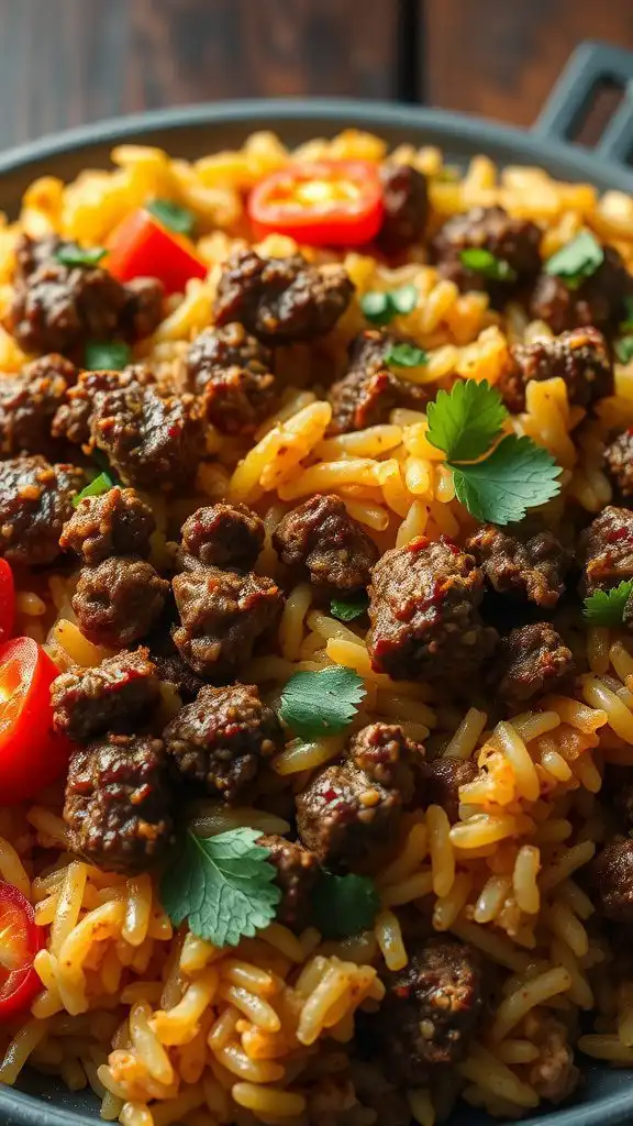 dirty rice ground beef skillet dinner