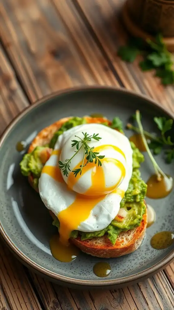 elevated avocado toast with silky poached egg and