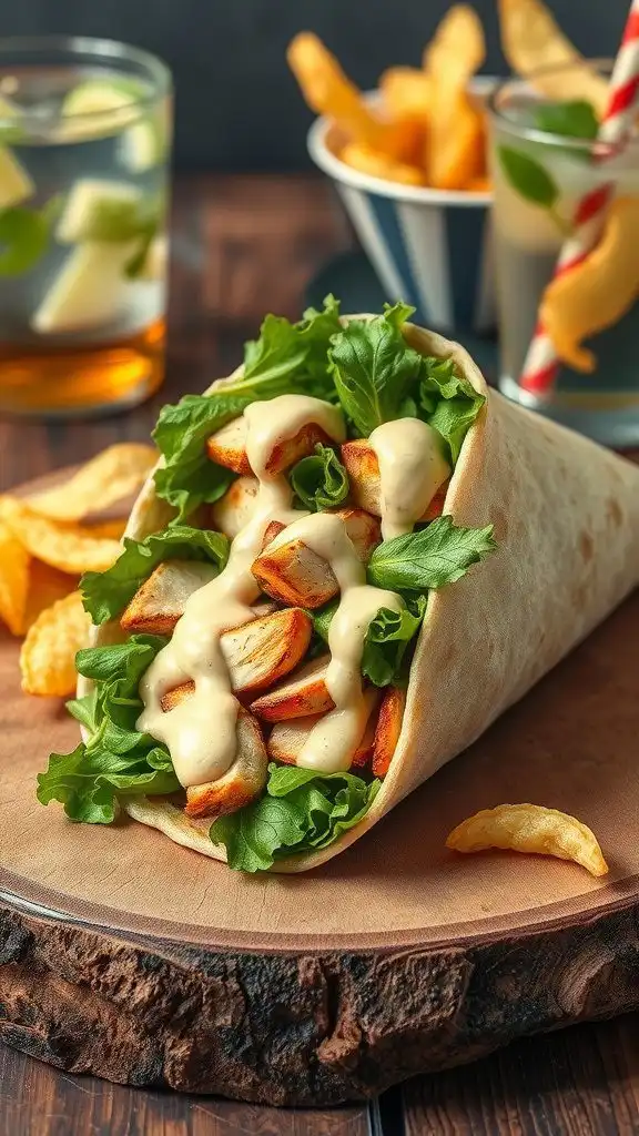 fast fresh chicken caesar wrap with pre made dres