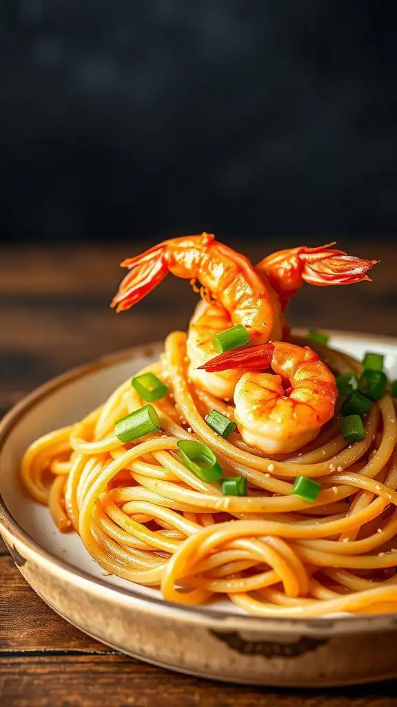 firecracker shrimp with sesame noodles