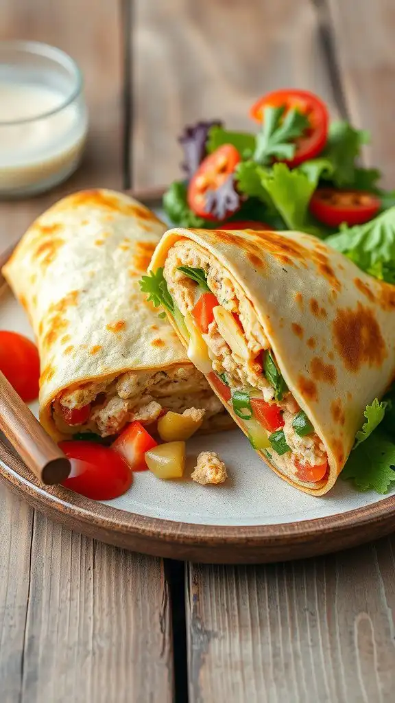flavor packed tuna melt wrap with a golden cheesy