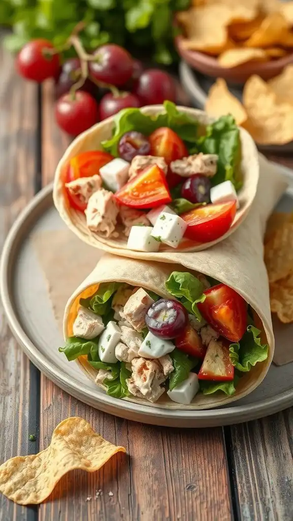 fresh chicken salad wrap with greek yogurt and gra