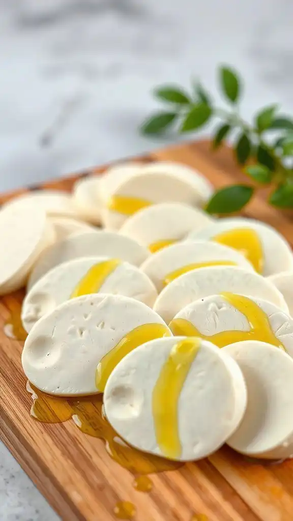 fresh mozzarella slices with olive oil drizzle fresh mozzarella slices with olive oil drizzle