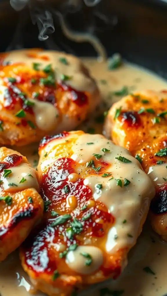 garlic butter chicken bites with fresh herbs