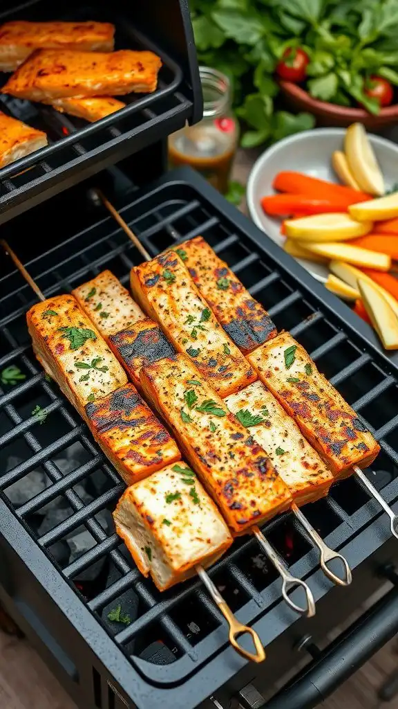 garlic herb salmon skewers