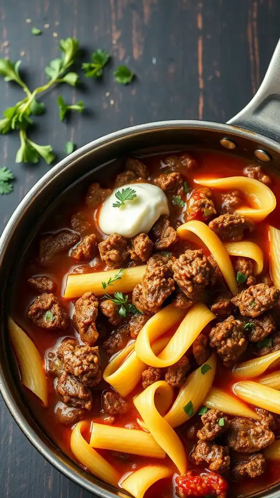 german skillet ground beef pasta