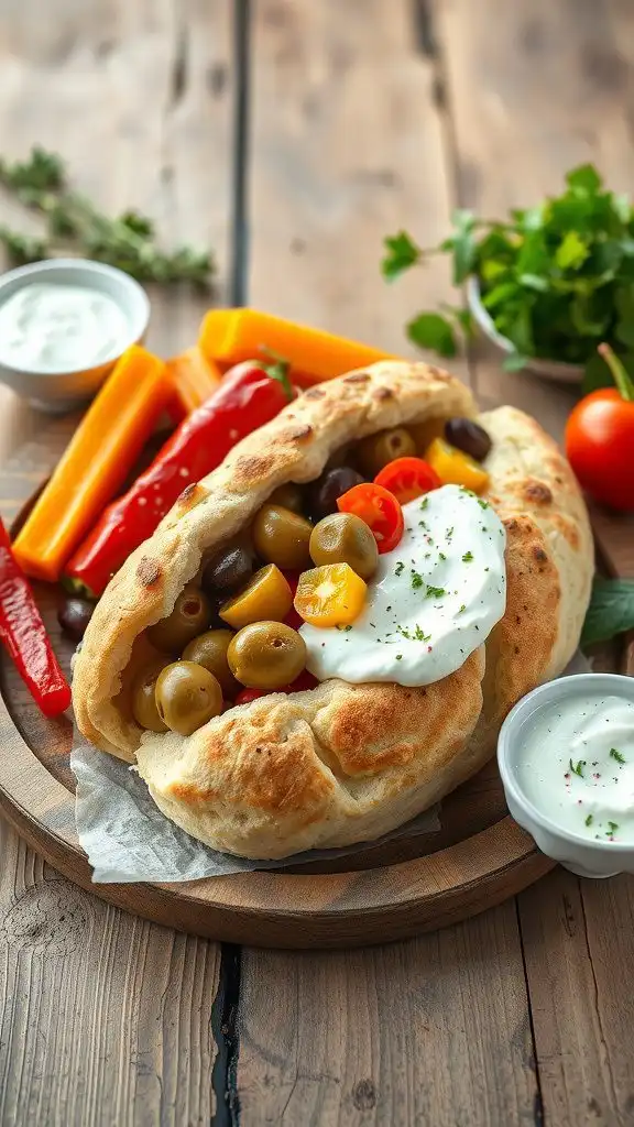 greek style pita with olives and tzatziki greek style pita with olives and tzatziki