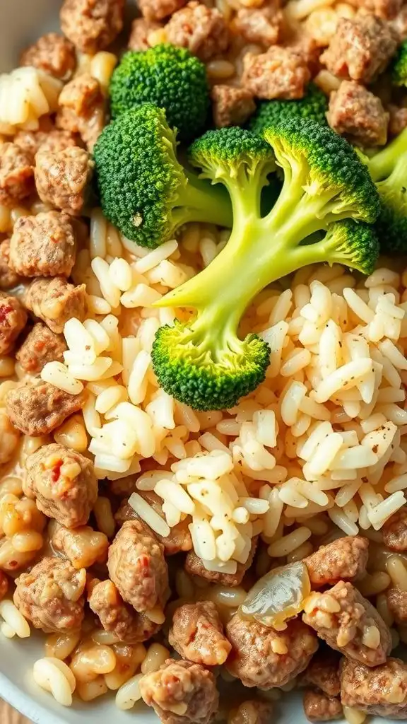 ground beef and broccoli rice casserole