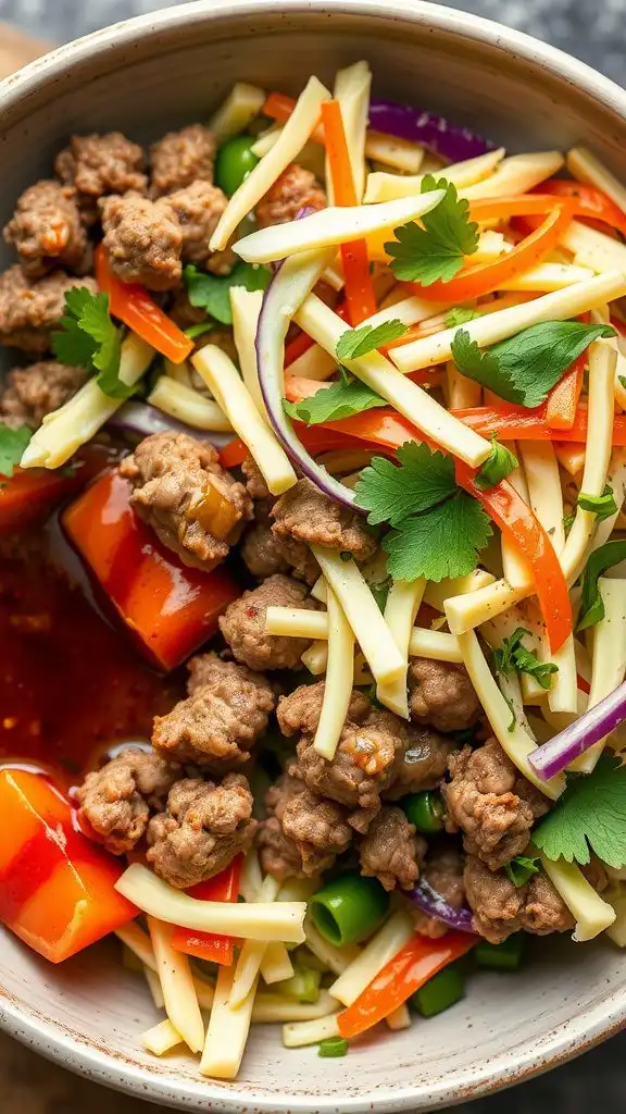 ground beef and coleslaw stir fry