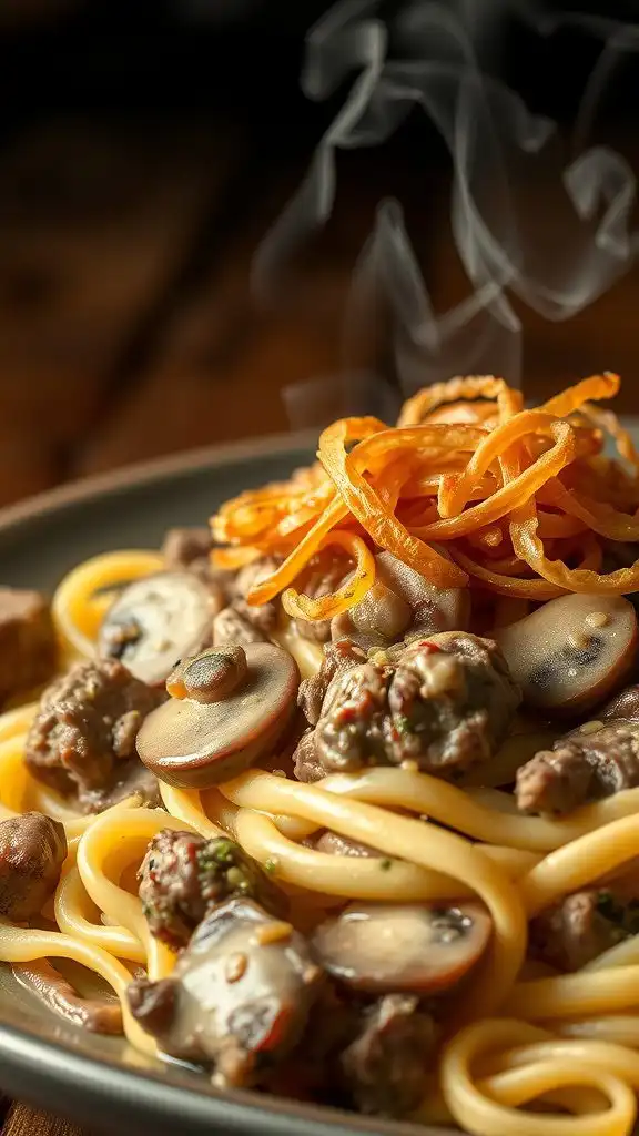 ground beef stroganoff hotdish dinner