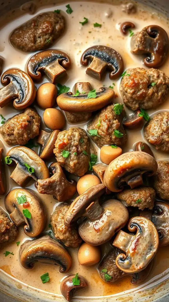 hamburger and mushroom cream skillet dinner