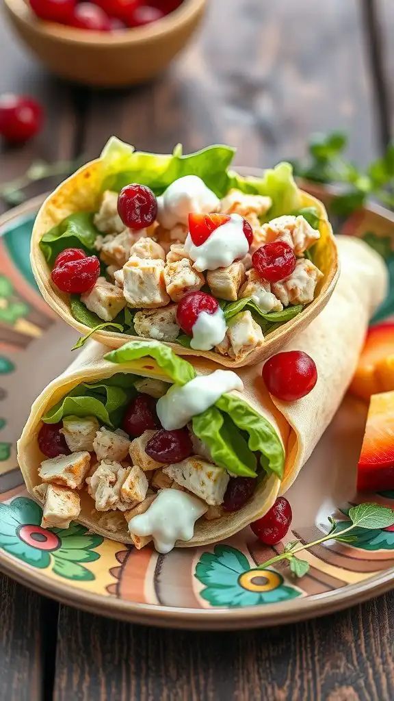 healthy chicken salad wrap with greek yogurt and c