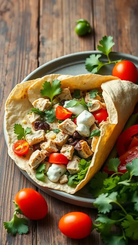 hearty chicken salad wrap with greek yogurt and fr