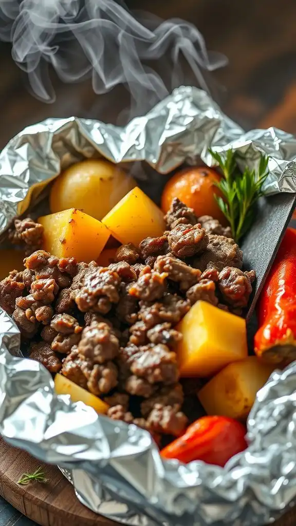 hobo ground beef foil packet dinner