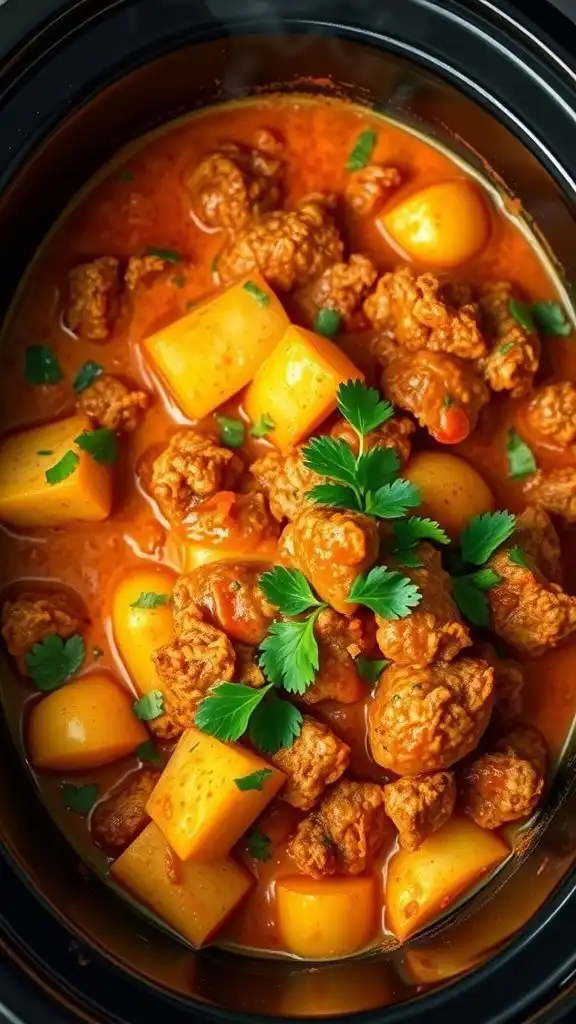 indian butter ground beef potato curry crockpot