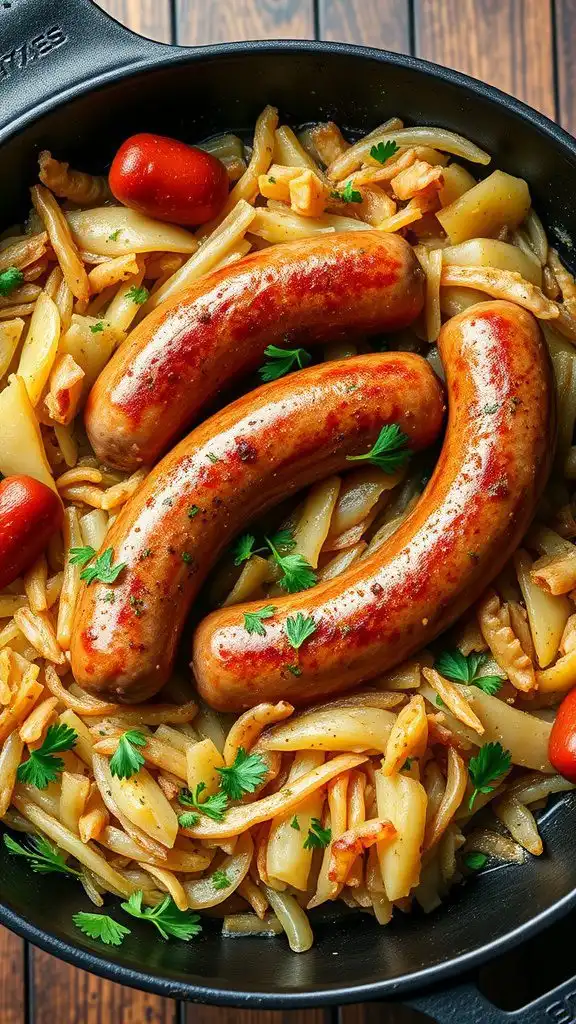 kielbasa and sauerkraut skillet