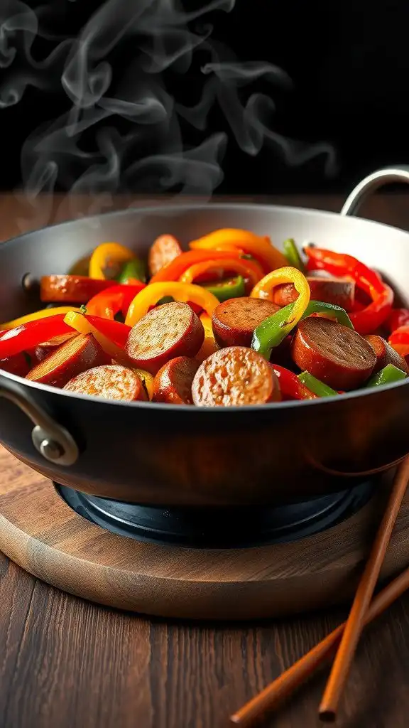 kielbasa stir fry with bell peppers
