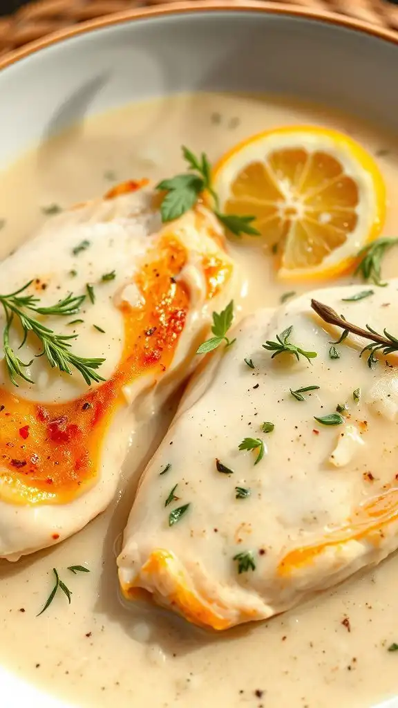 lemon herb chicken breast with white wine sauce
