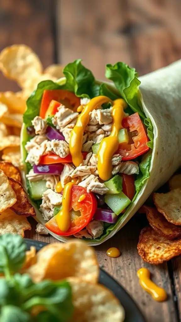 light greek yogurt chicken salad wrap with zesty d