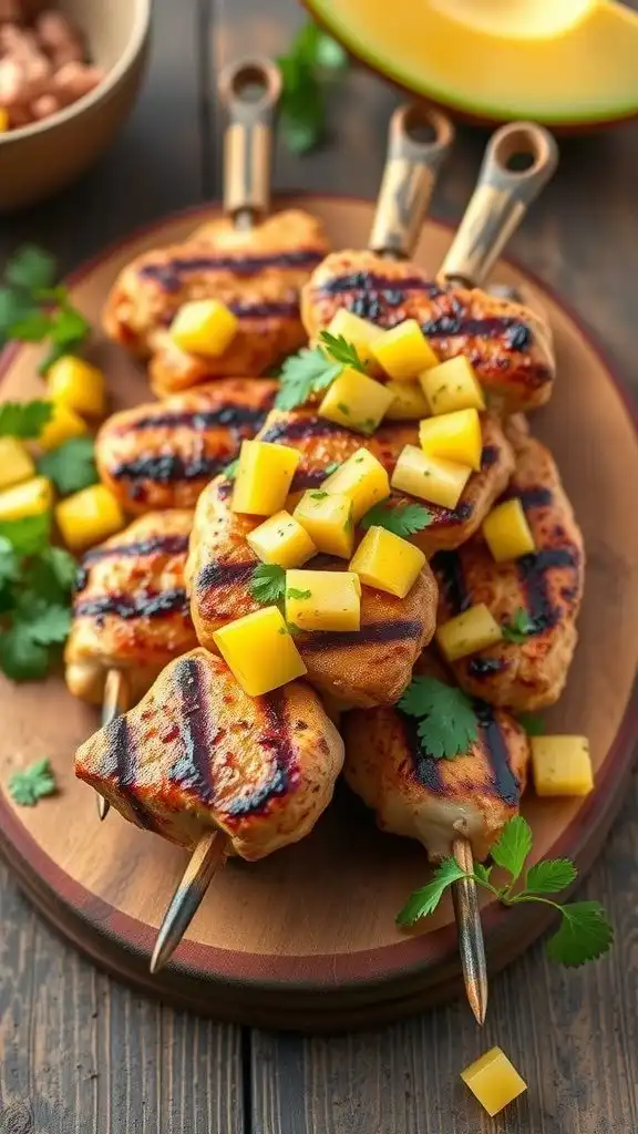 mango salsa chicken skewers
