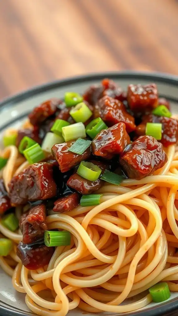 mongolian ground beef noodle dinner