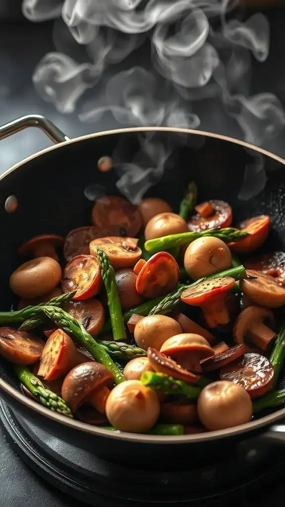 mushroom and asparagus stir fry