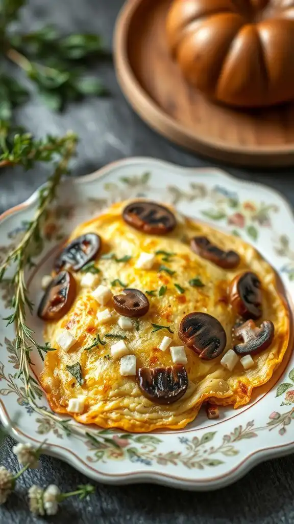 mushroom and swiss cheese omelette