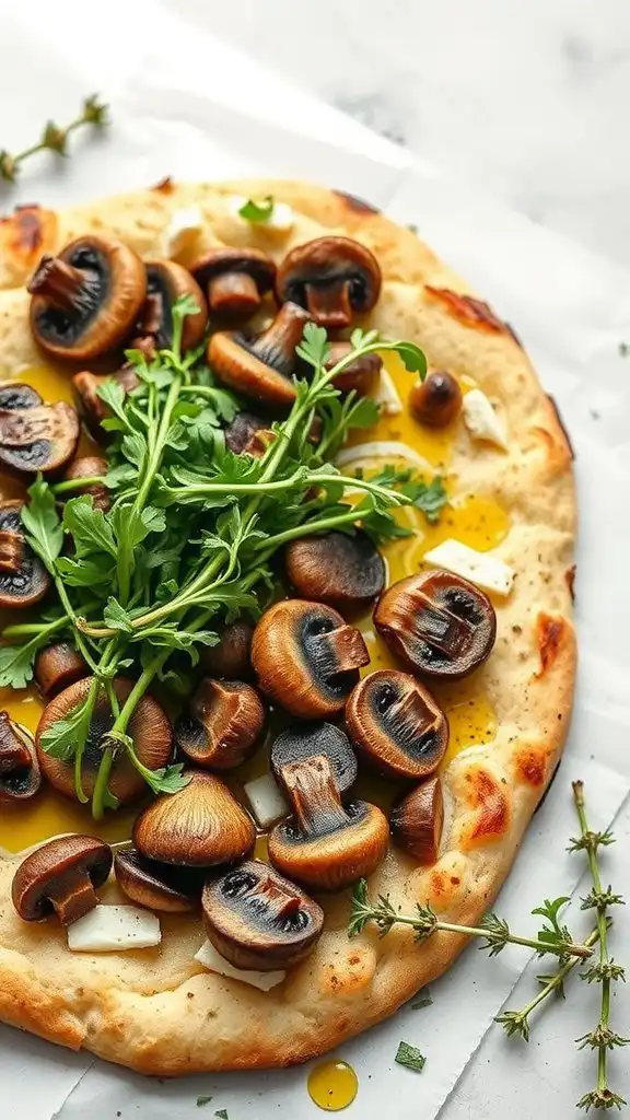 mushroom and thyme flatbread