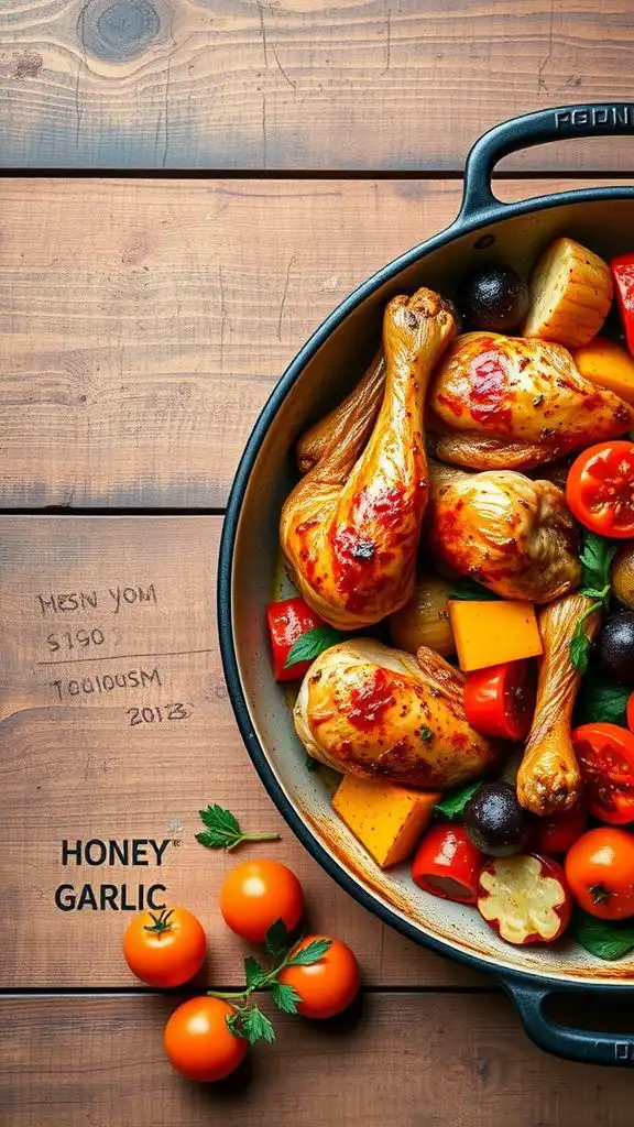 one pan honey garlic chicken with vegetables