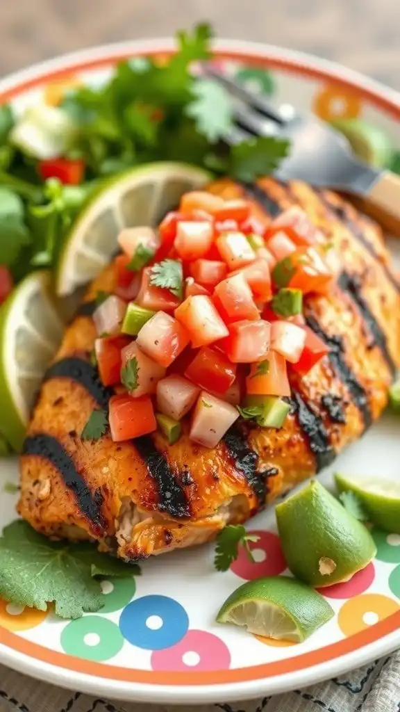 pico de gallo and grilled chicken