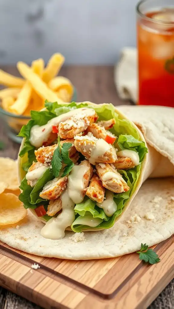 quick easy rotisserie chicken caesar wrap