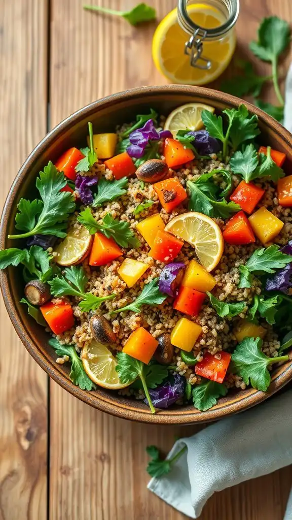 quick quinoa arugula salad with citrus vinaigrett