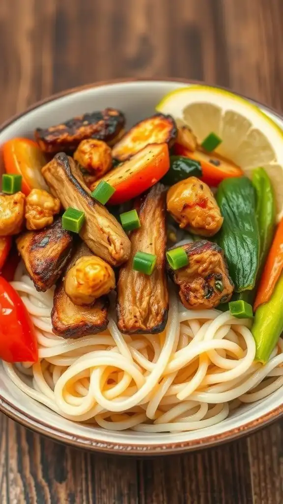 rice noodles with black pepper chicken