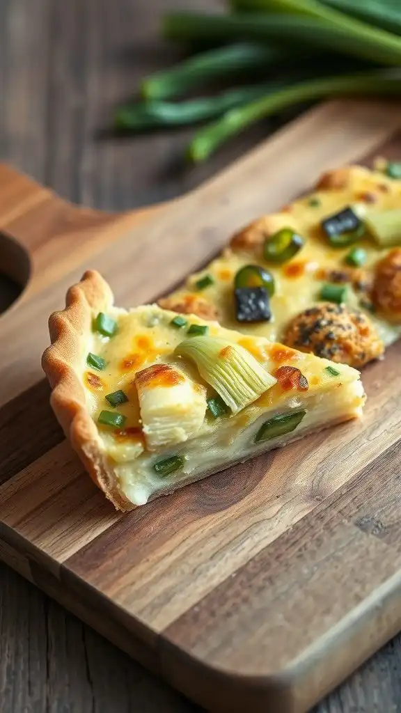 savory quiche with leeks and cheese