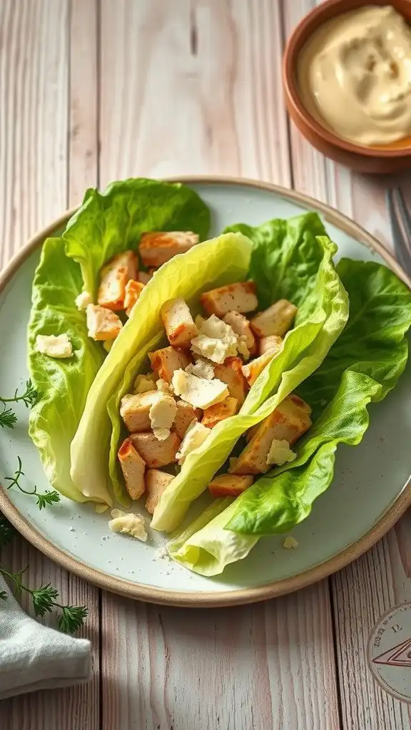 simple 5 minute chicken caesar lettuce wraps